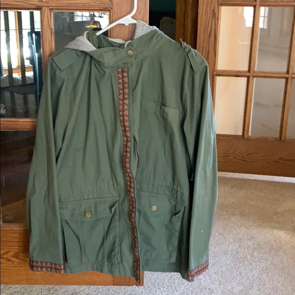Army green military style jacket.